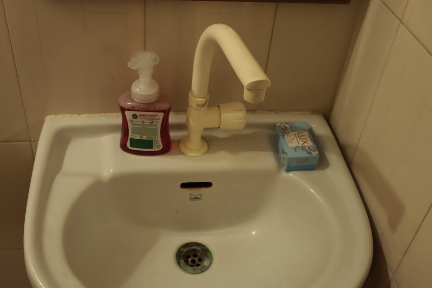 Washbasin with hand wash and soap