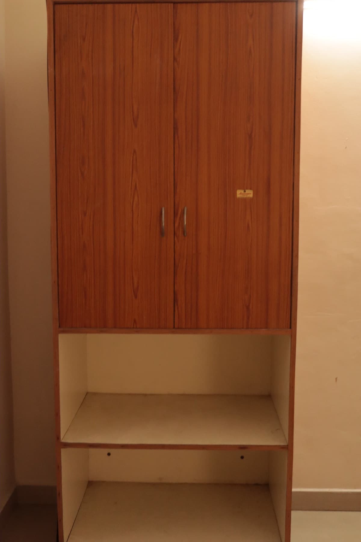 Wardrobe with open shelving in the room